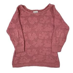 90s Pink Cozy Long Sleeve Soft Girl Layering Open knit sweater